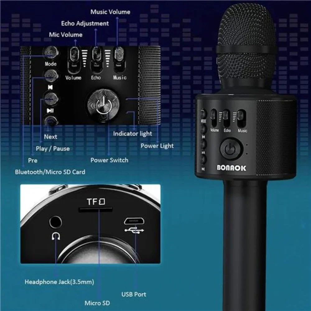 Wireless Bluetooth Karaoke Microphone,3in1 Portable Handheld Karaoke Mic Speaker